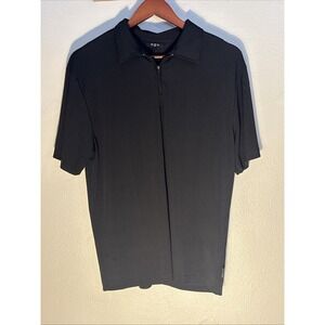 Vintage IZ IT U Quarter Zip Polo Shirt Men's XL  Black Short Sleeve Y2K USA